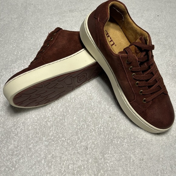 Born Women's Mira Comfort Sneaker Sueded Leather In Maroon Size 8.5. Retail $150